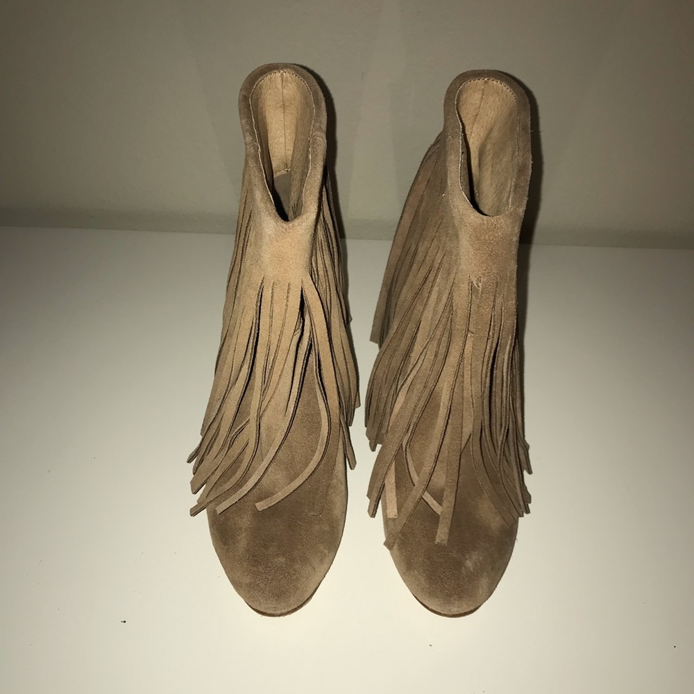 Kollaburra Tan Suede Booties with Fringe